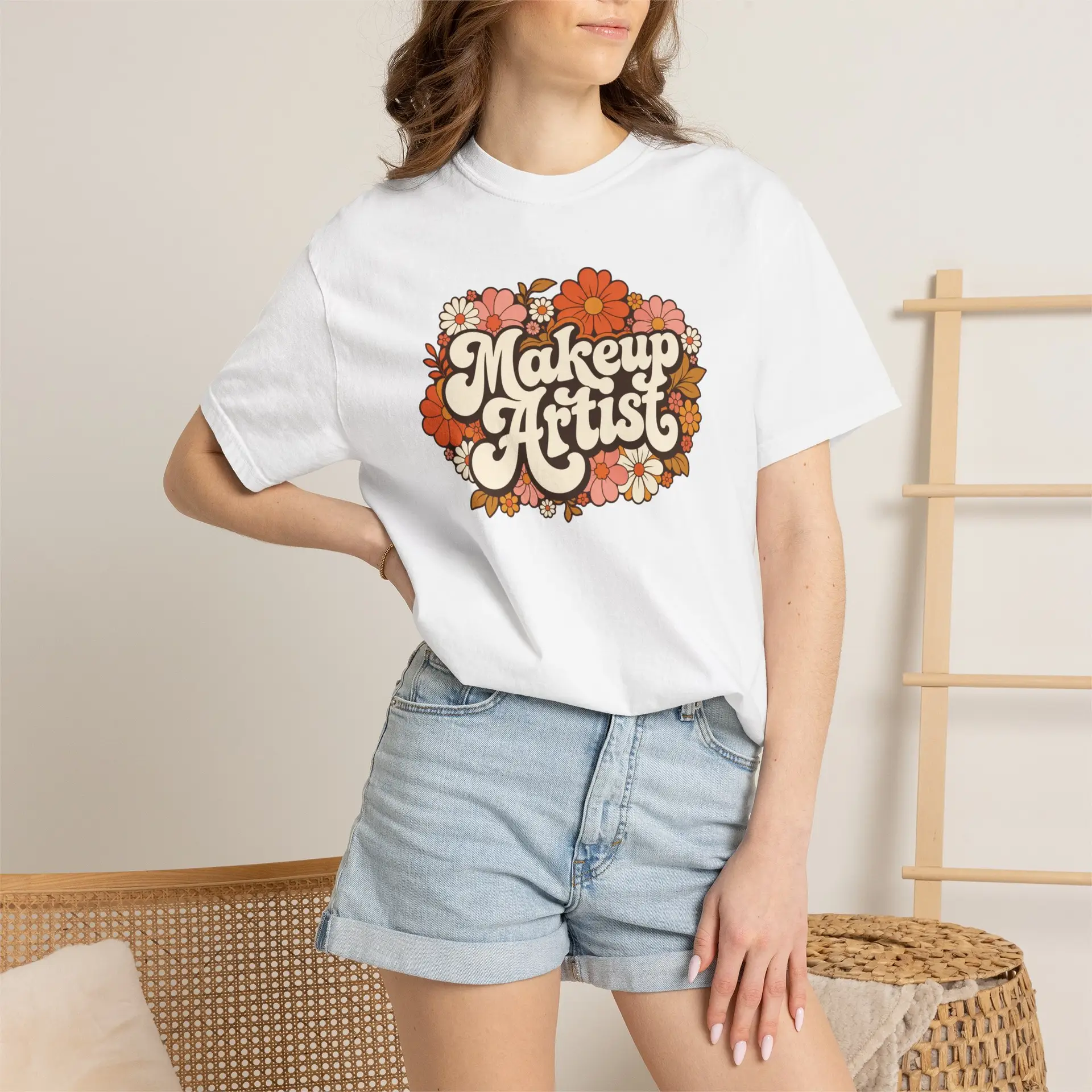 Makeup Artist Floral Tee — Retro Flower Graphic T-Shirt for Beauty Pros 5 Makeup Artist Floral Tee — Retro Flower Graphic T-Shirt for Beauty Pros - Image 5
