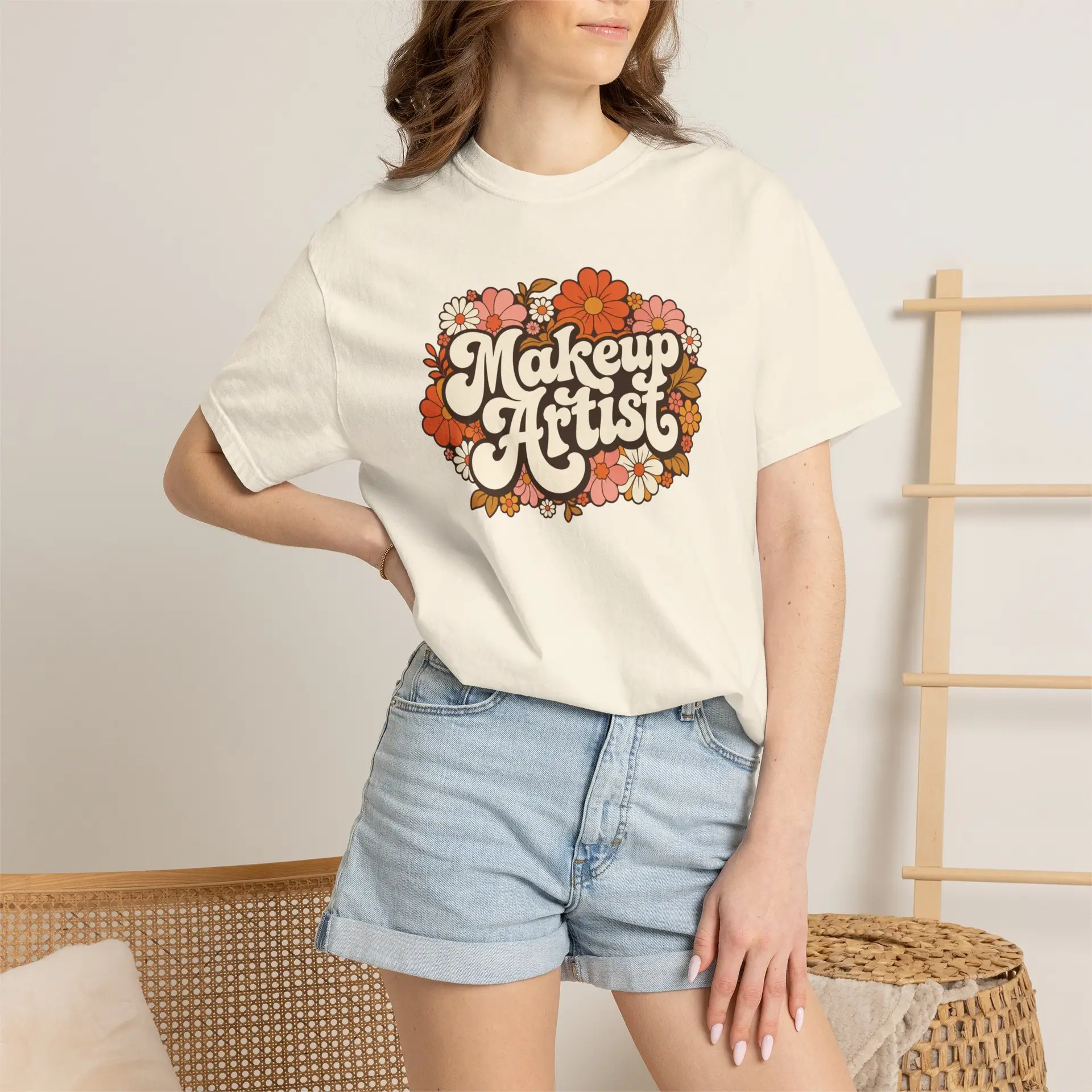 Makeup Artist Floral Tee — Retro Flower Graphic T-Shirt for Beauty Pros 4 Makeup Artist Floral Tee — Retro Flower Graphic T-Shirt for Beauty Pros - Image 4