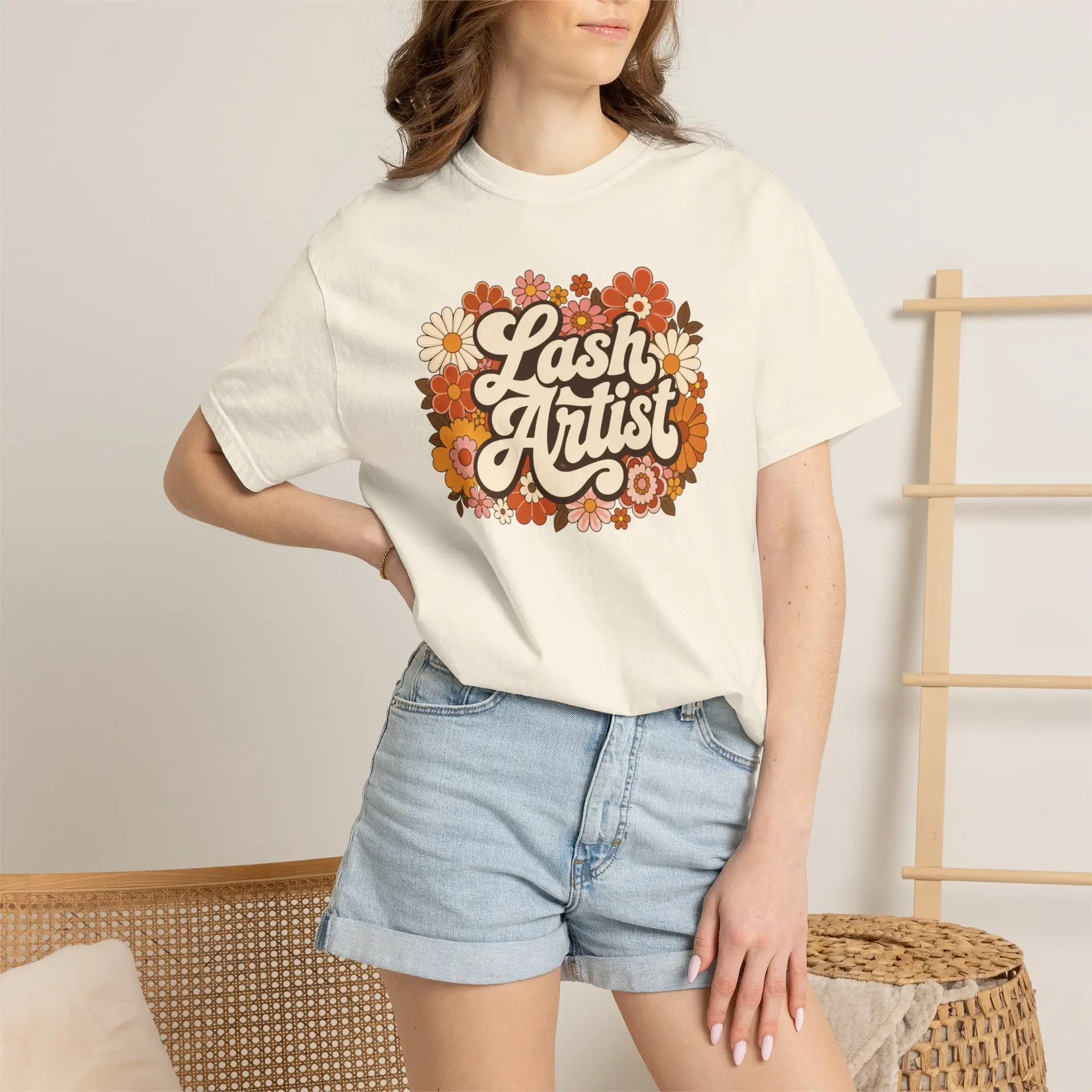 Lash Artist floral retro script T-Shirt | vintage flower eyelash technician tee Esthetician Tee Beauty Professional 3 Lash Artist floral retro script T-Shirt | vintage flower eyelash technician tee Esthetician Tee Beauty Professional - Image 3