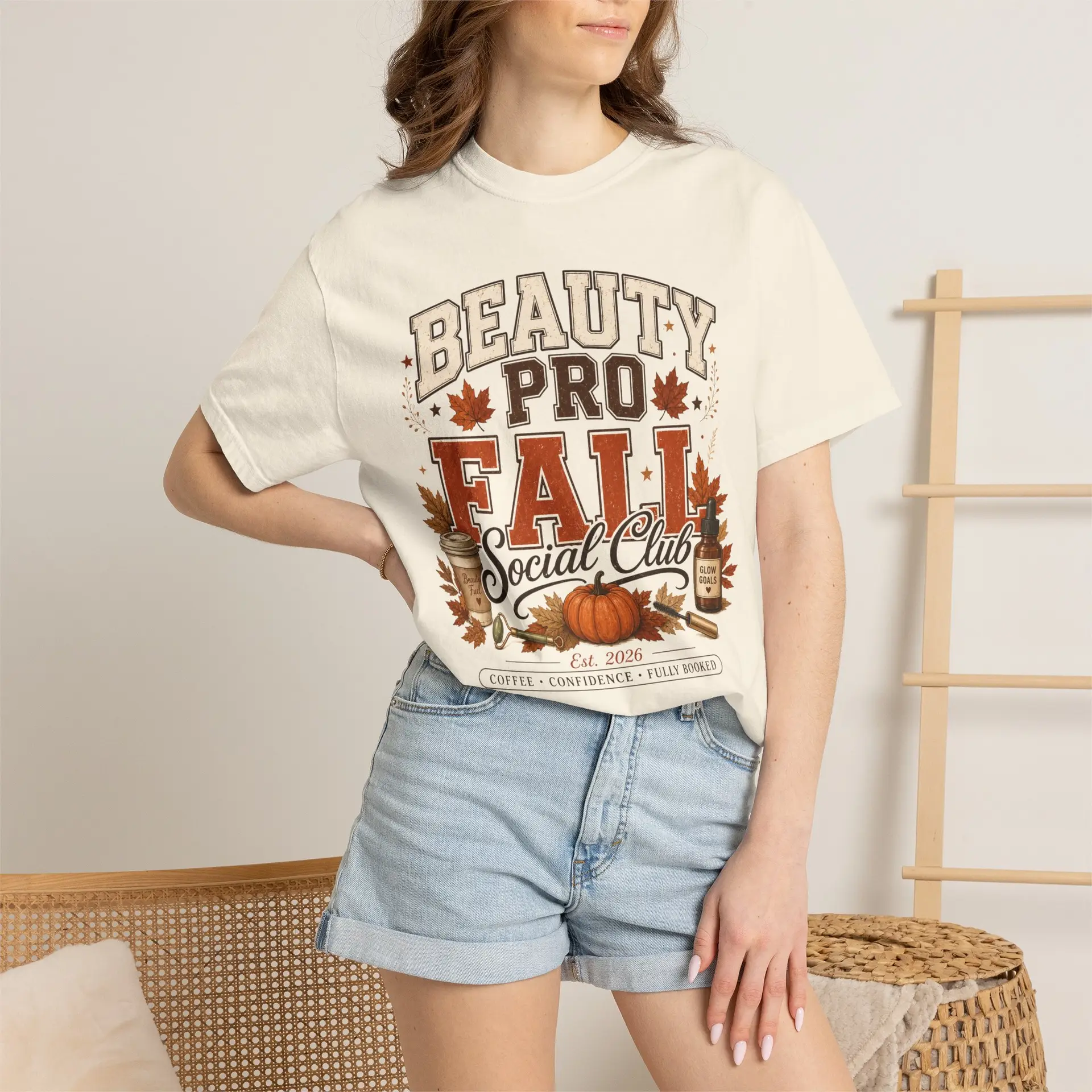 Beauty Pro Fall Social Club tee | Beauty Pro Fall design, pumpkins & leaves, Cozy Autumn Graphic Tee 2 Beauty Pro Fall Social Club tee | Beauty Pro Fall design, pumpkins & leaves, Cozy Autumn Graphic Tee - Image 2