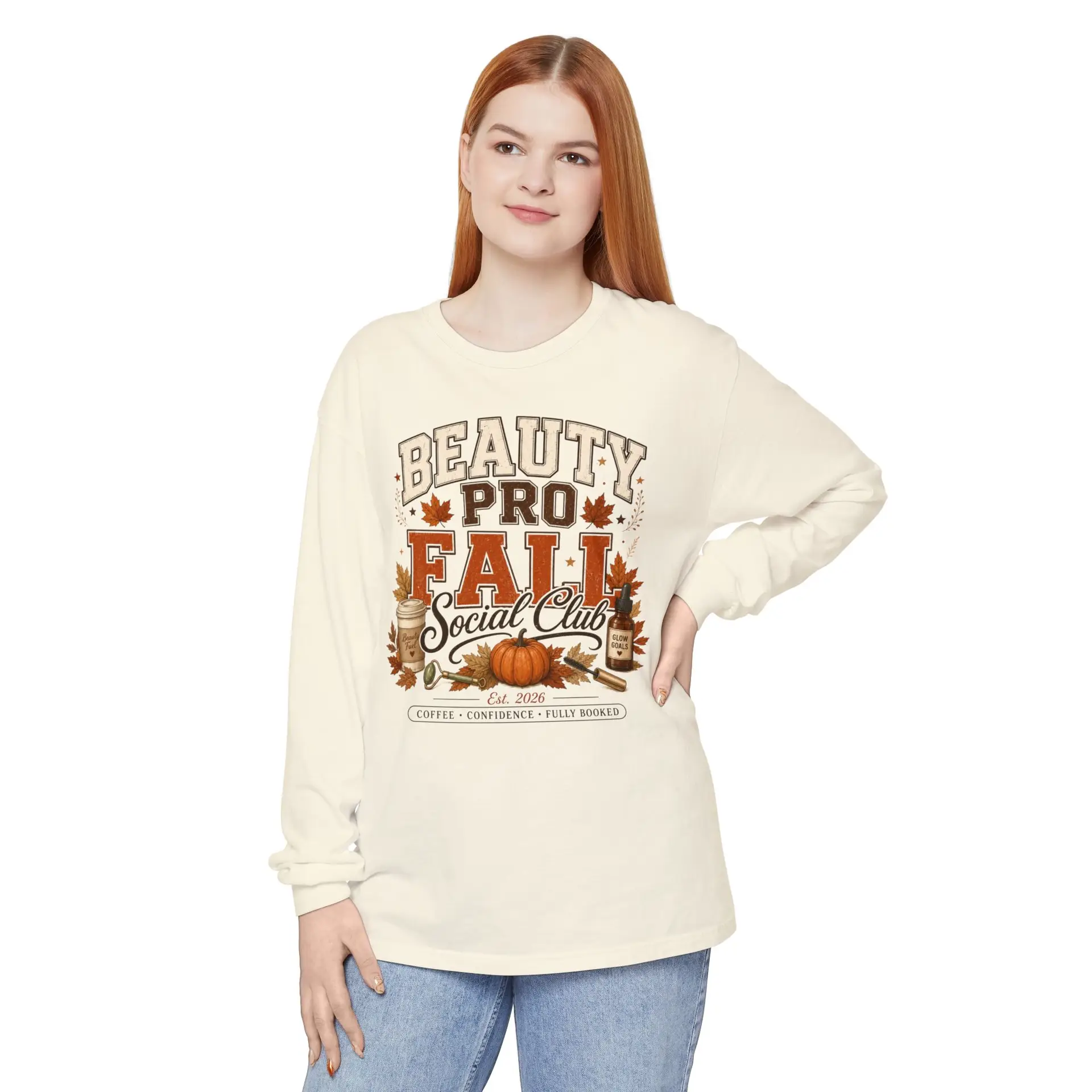 Beauty Pro Fall Social Club T-Shirt | Autumn Leaves Pumpkin Design, Beauty Professional Tee