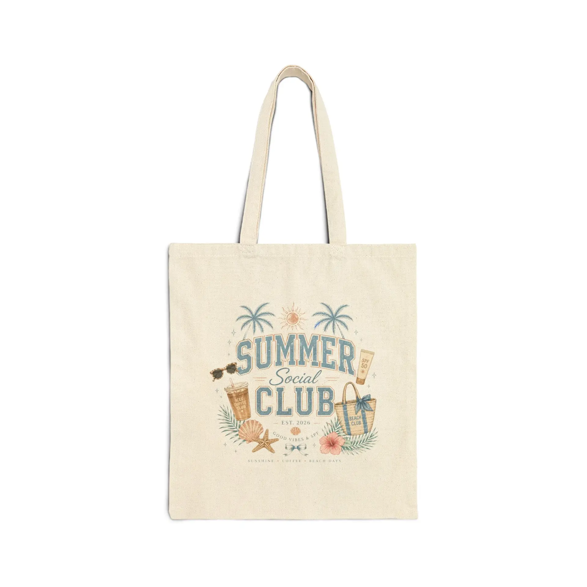 Summer Club beach design Tote Bag | palm trees, sunglasses, seashells I Beauty Professional 4 Summer Club beach design Tote Bag | palm trees, sunglasses, seashells I Beauty Professional - Image 4