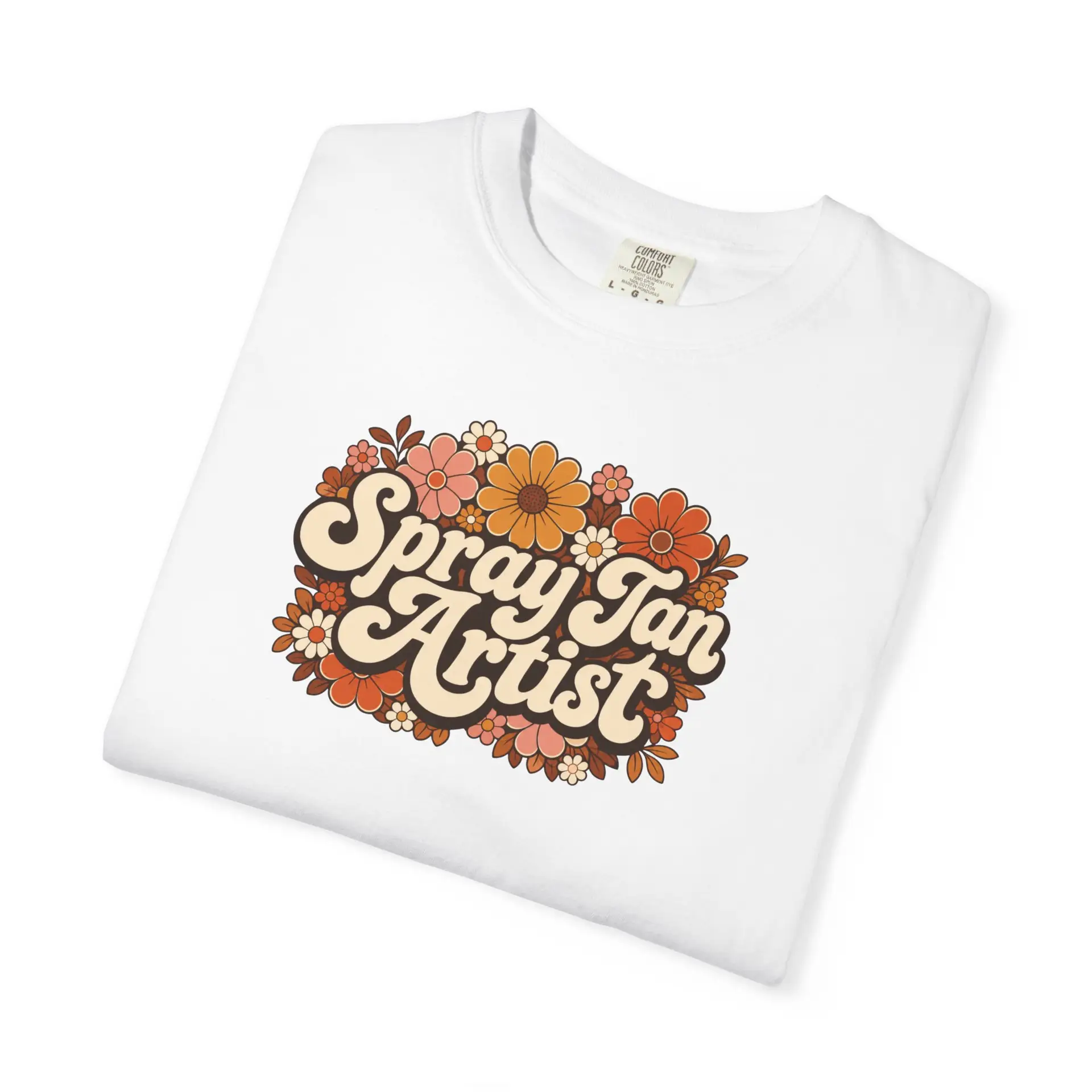 Spray Tan Artist T-shirt | Retro Floral Script, Vintage 70s Vibe 3 Spray Tan Artist T-shirt | Retro Floral Script, Vintage 70s Vibe - Image 3