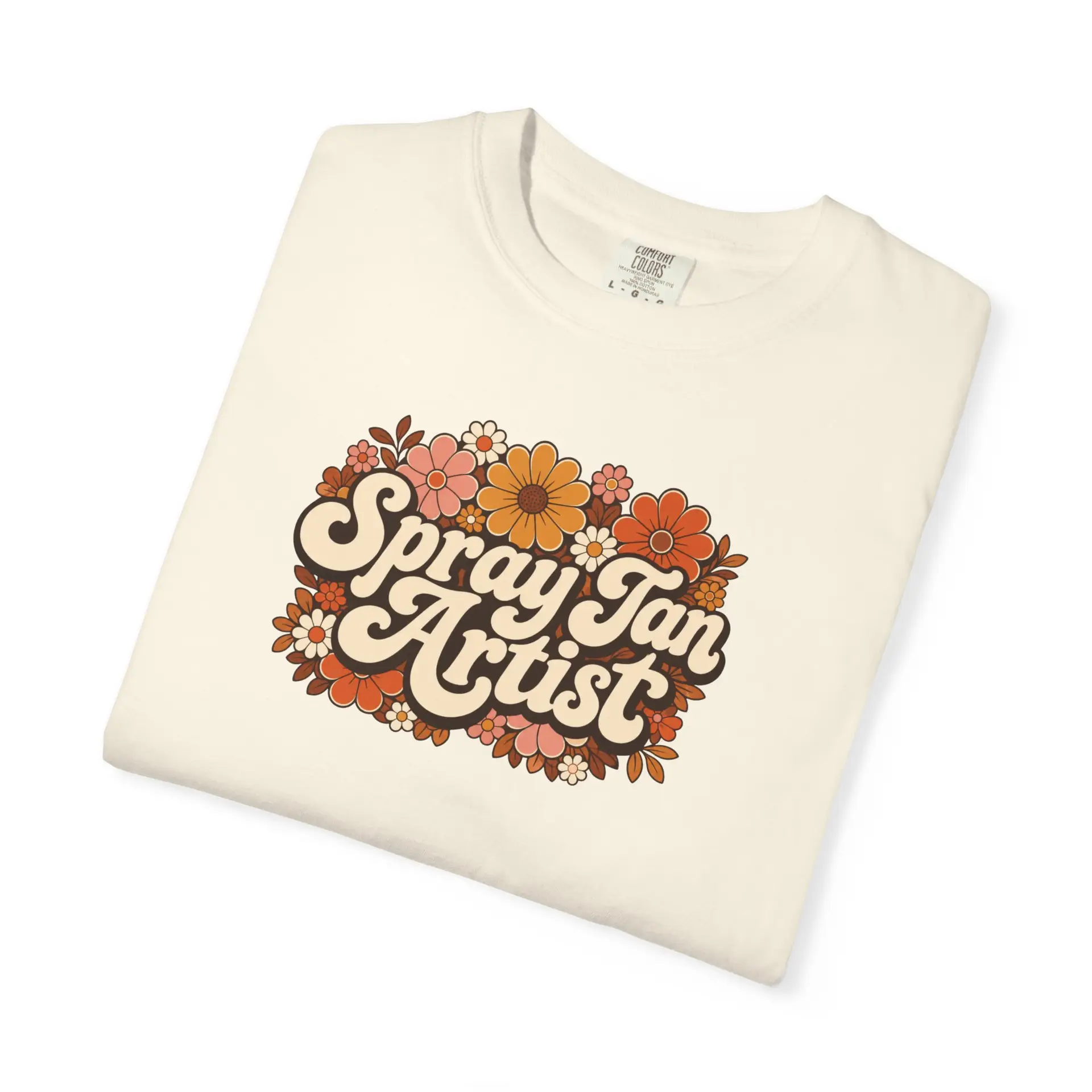Spray Tan Artist T-shirt | Retro Floral Script, Vintage 70s Vibe 7 Spray Tan Artist T-shirt | Retro Floral Script, Vintage 70s Vibe - Image 7