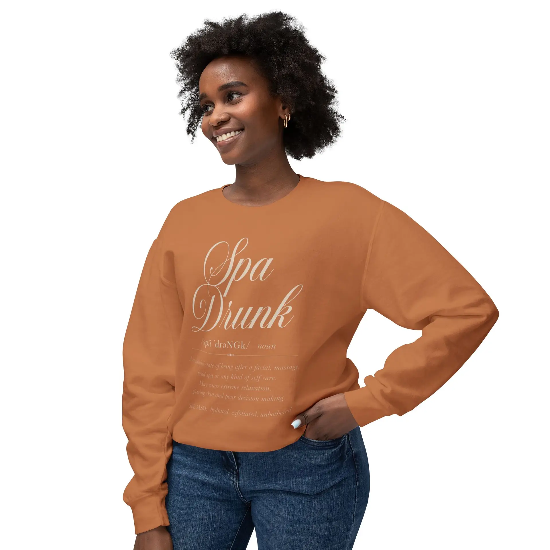 Esthetician Sweatshirt, Spa Drink Crewneck Sweatshirt, Massage Therapist, Head Spa | Script Typography, Wellness Aesthetic
