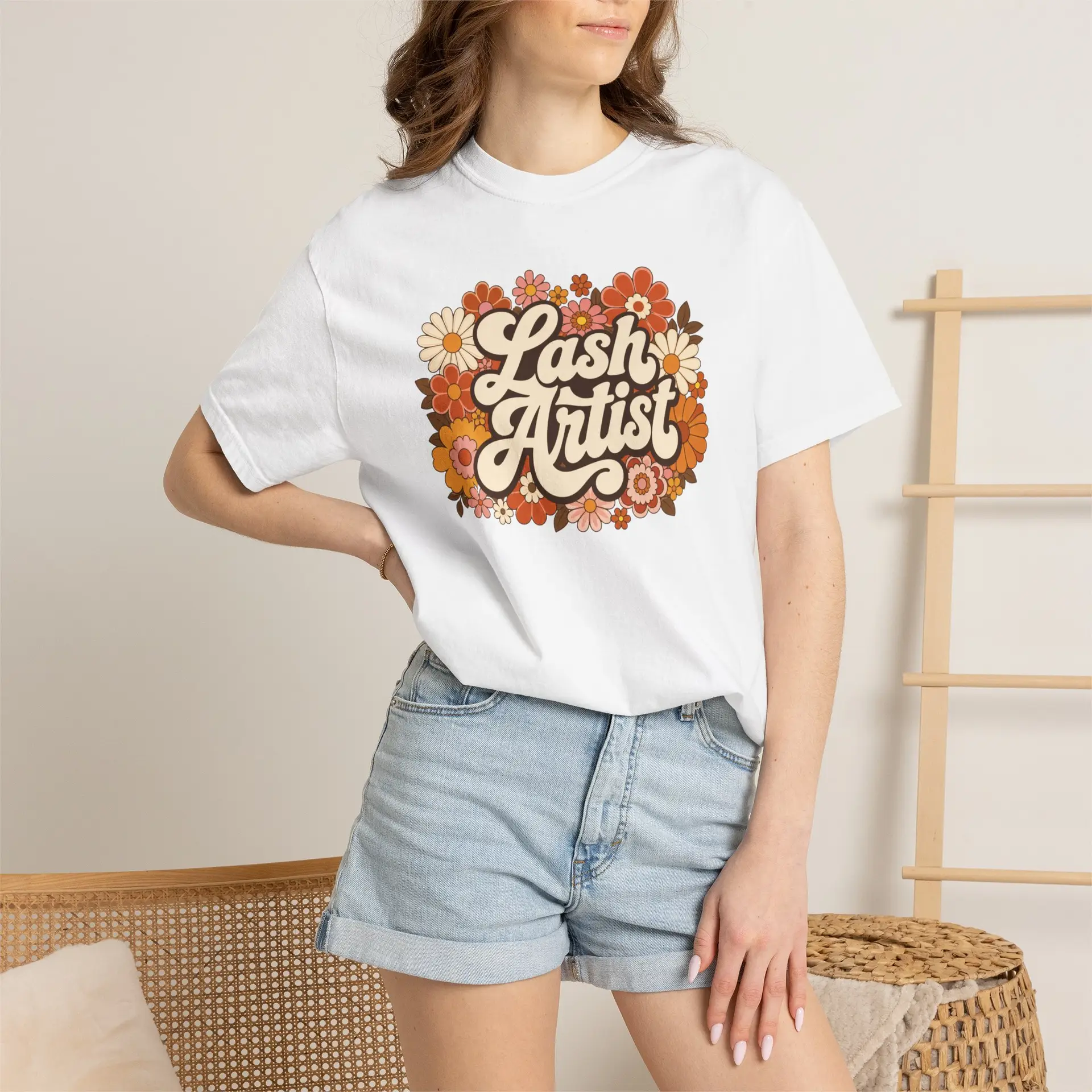 Lash Artist floral retro script T-Shirt | vintage flower eyelash technician tee Esthetician Tee Beauty Professional 4 Lash Artist floral retro script T-Shirt | vintage flower eyelash technician tee Esthetician Tee Beauty Professional - Image 4