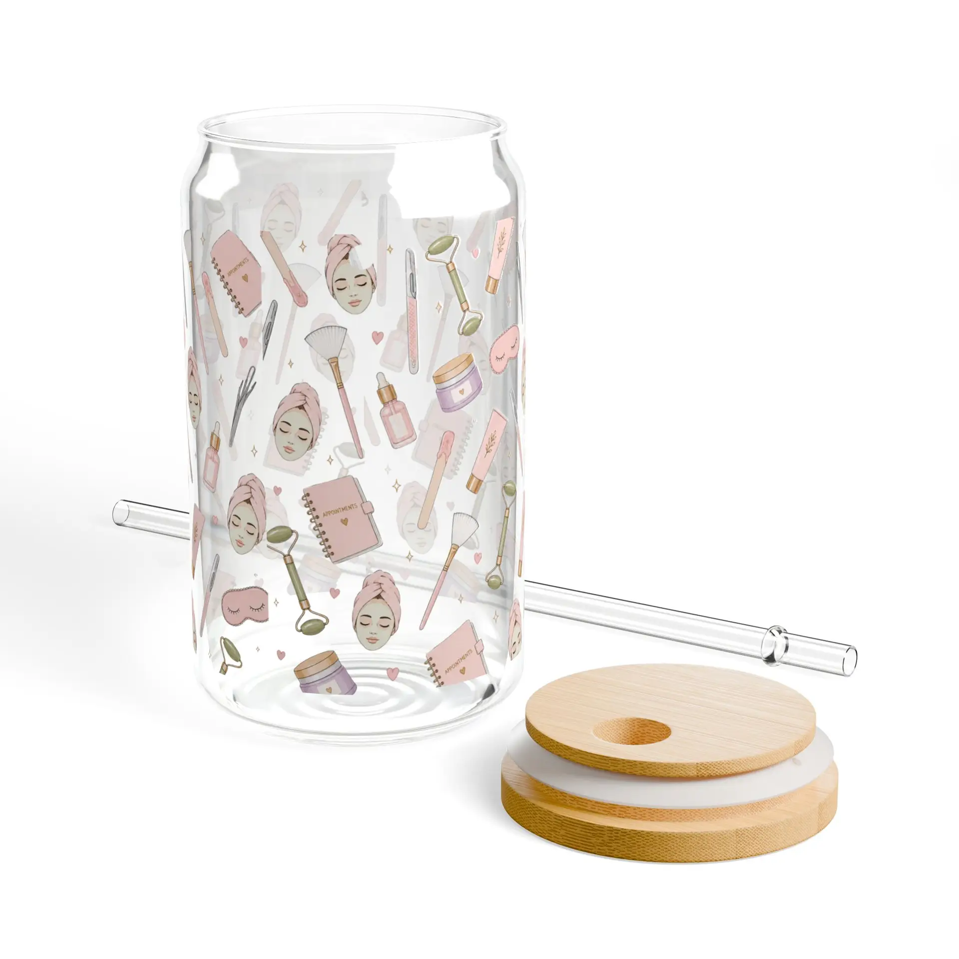 Esthetician Class Can Cup with Bamboo Lid & Straw I Spa Professional Gift I Skincare Lover Iced Coffee Glass I Beauty Industry Drinkware 2 Esthetician Class Can Cup with Bamboo Lid & Straw I Spa Professional Gift I Skincare Lover Iced Coffee Glass I Beauty Industry Drinkware - Image 2