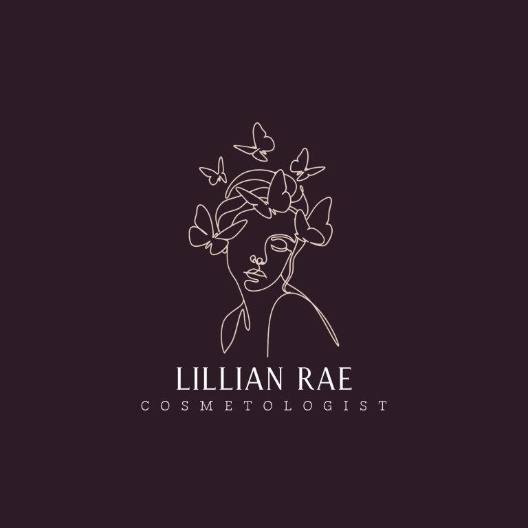 Dark Minimalist Woman Butterfly Cosmetology Logo 2 1 768x768
