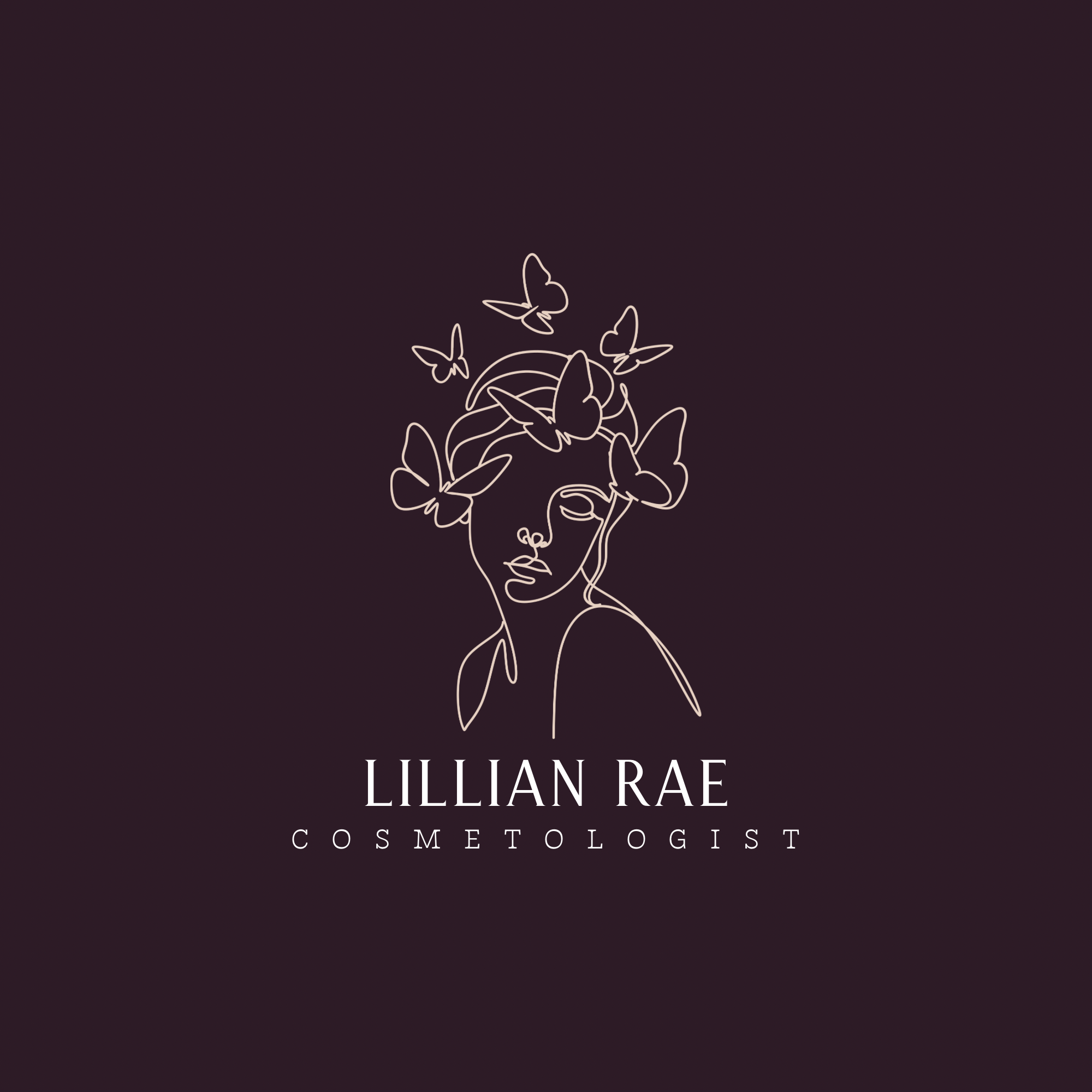 Dark Minimalist Woman Butterfly Cosmetology Logo 2 1