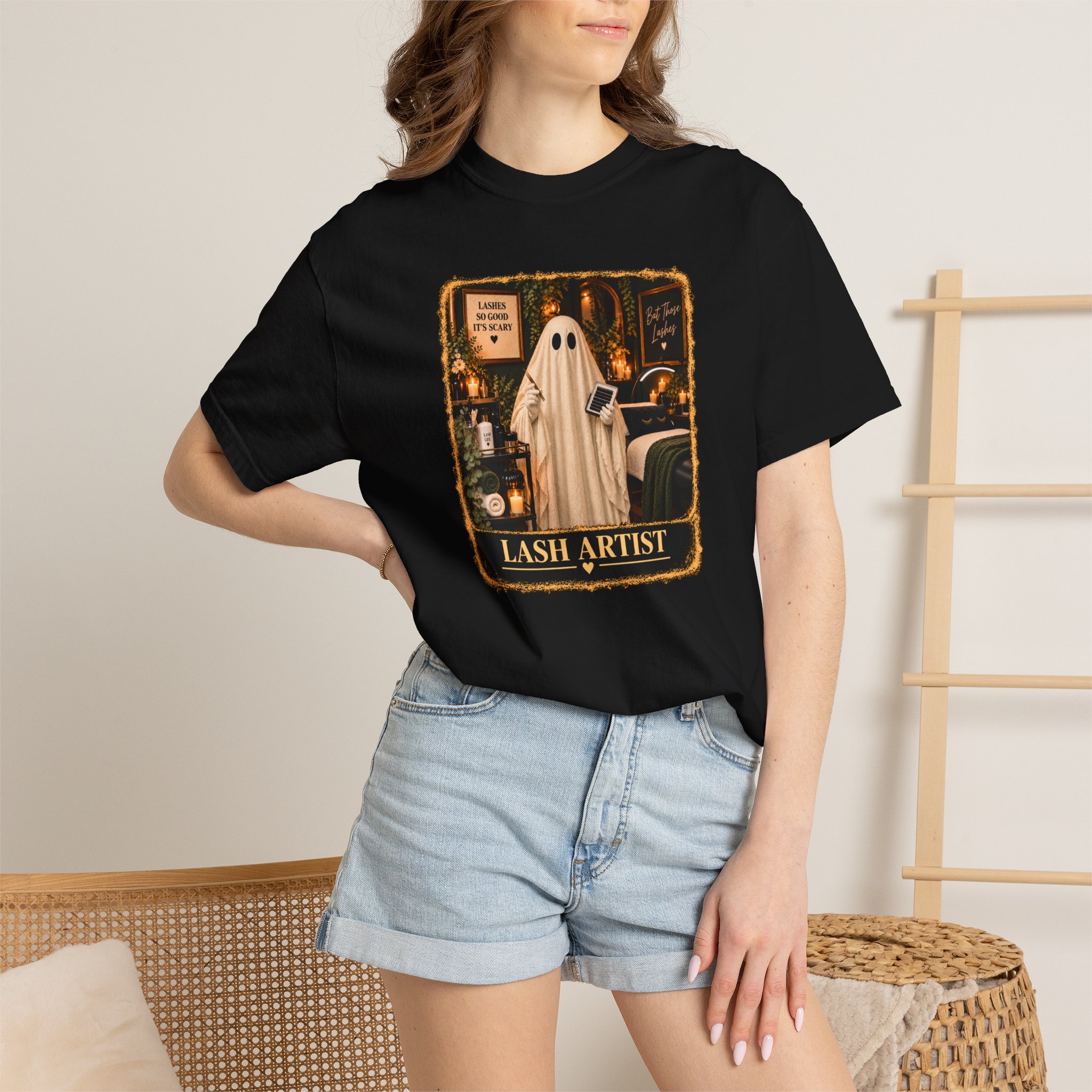 Spooky Ghost Lash Artist Halloween Tee, Beauty Pro Shirt, Esthetician Gift, Salon Workwear 4 Spooky Ghost Lash Artist Halloween Tee, Beauty Pro Shirt, Esthetician Gift, Salon Workwear - Image 4