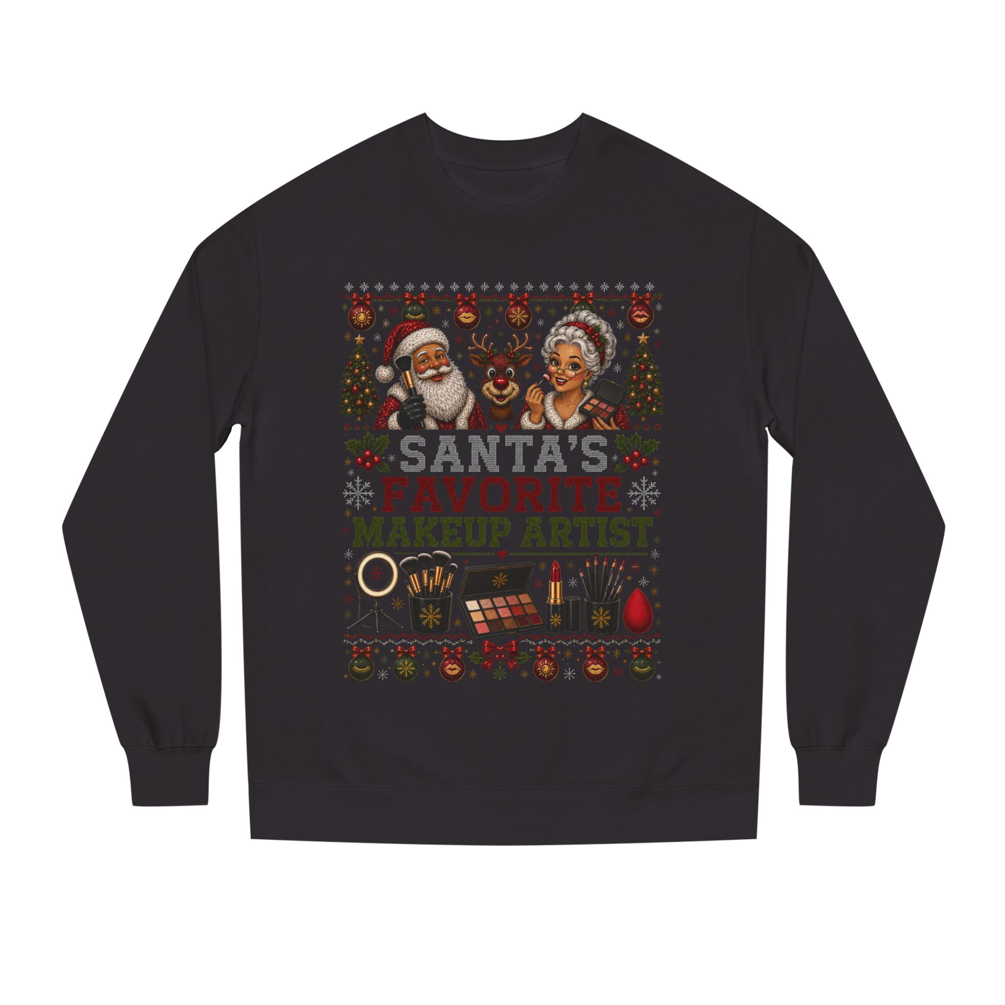 Santas Favorite Makeup Artist Sweatshirt, Makeup Artist Christmas Gift, Ugly Christmas Sweater, MUA Holiday Crewneck, Beauty Pro Gift 4 Santas Favorite Makeup Artist Sweatshirt, Makeup Artist Christmas Gift, Ugly Christmas Sweater, MUA Holiday Crewneck, Beauty Pro Gift - Image 4
