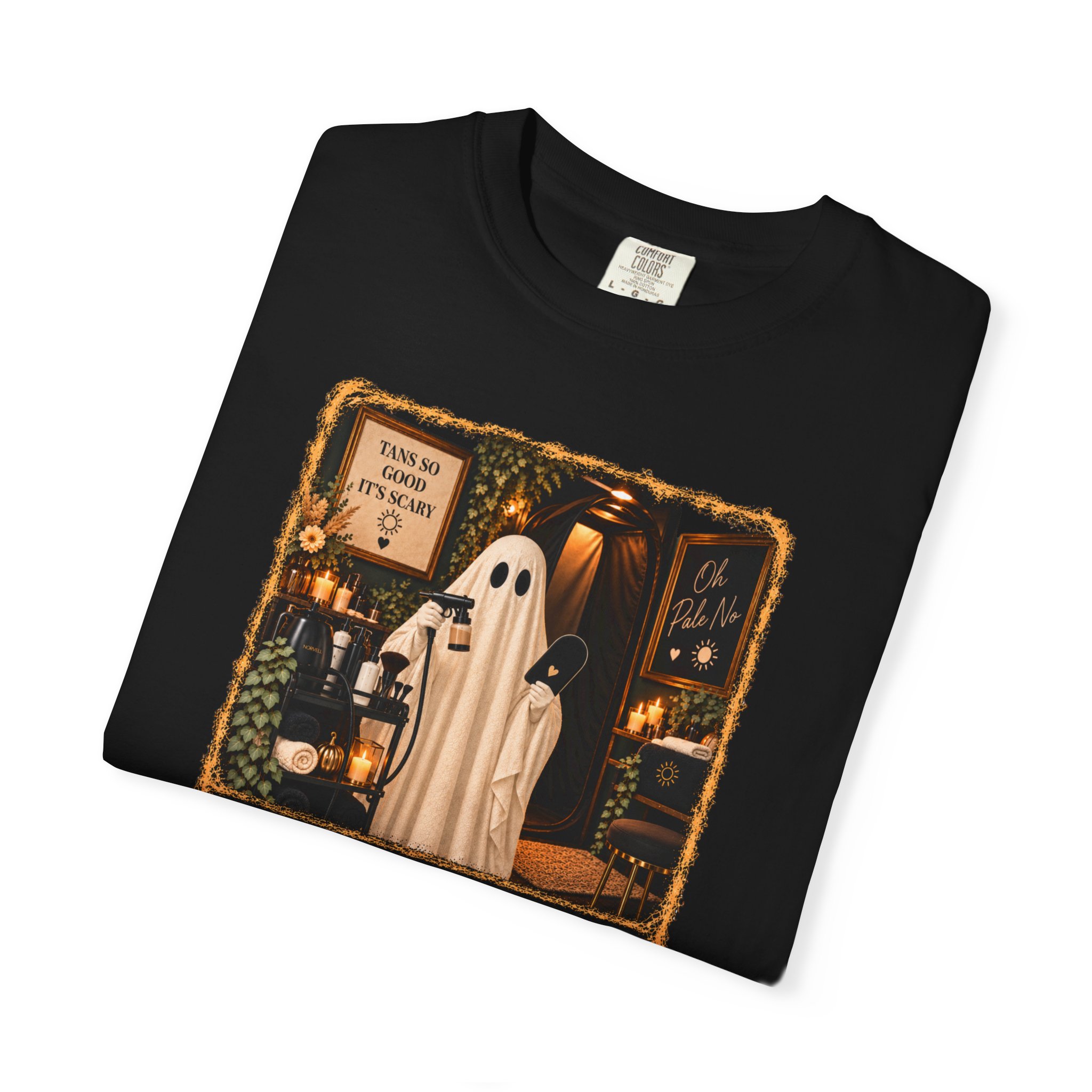 Spooky Ghost Spray Tan Artist Tee, Halloween Beauty Pro Shirt, Salon Workwear 3 Spooky Ghost Spray Tan Artist Tee, Halloween Beauty Pro Shirt, Salon Workwear - Image 3