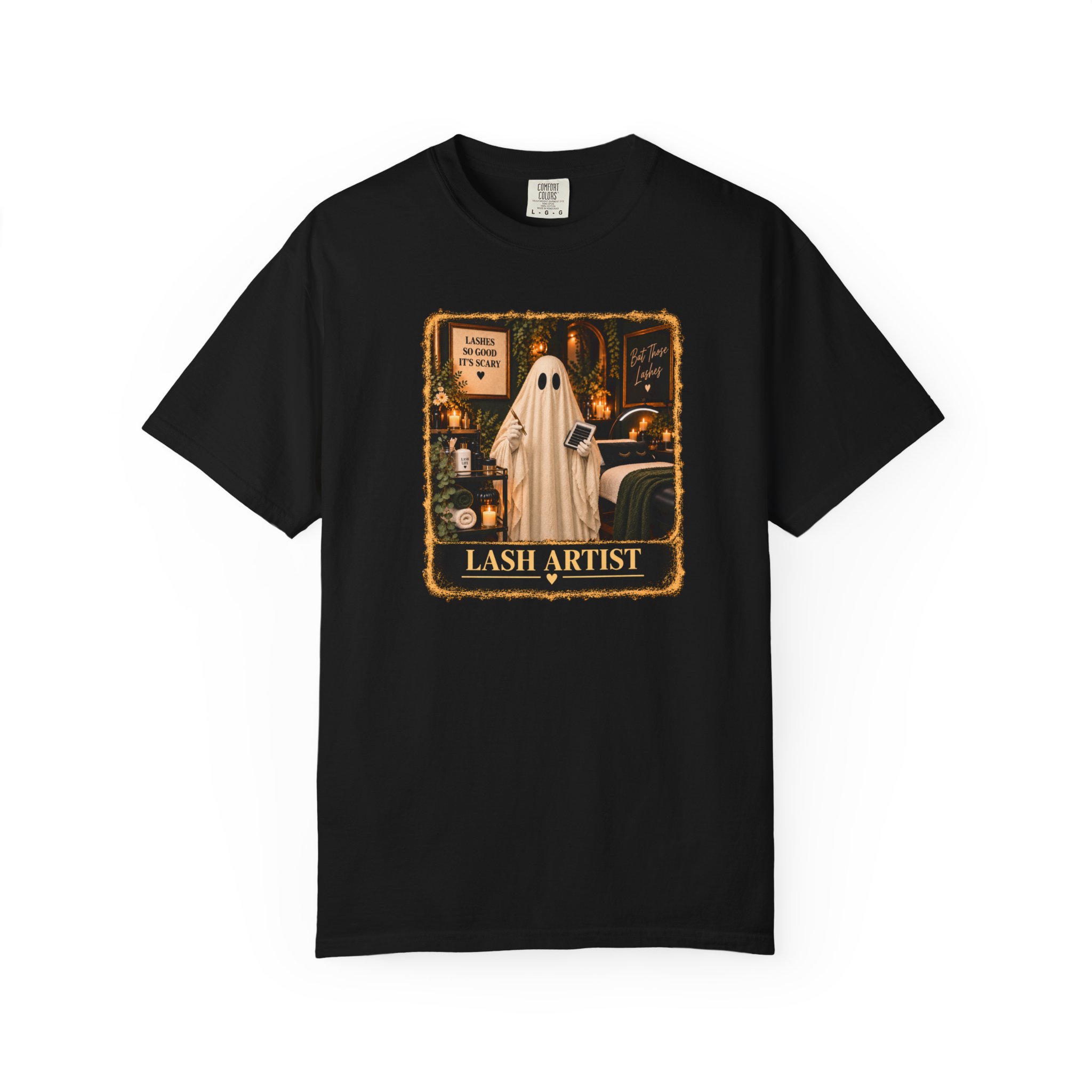 Spooky Ghost Lash Artist Halloween Tee, Beauty Pro Shirt, Esthetician Gift, Salon Workwear 2 Spooky Ghost Lash Artist Halloween Tee, Beauty Pro Shirt, Esthetician Gift, Salon Workwear - Image 2