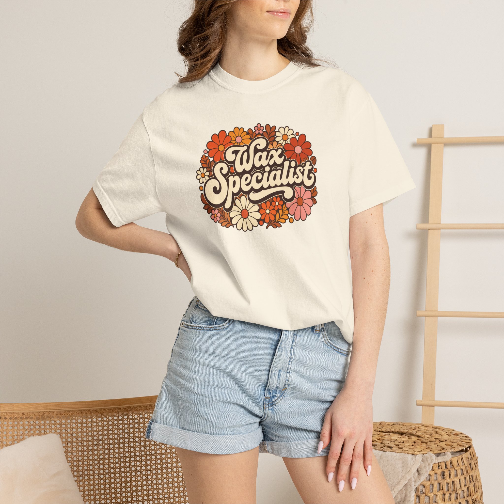 Wax Specialist T-shirt | Retro Floral 70s Typography 8 Wax Specialist T-shirt | Retro Floral 70s Typography - Image 8