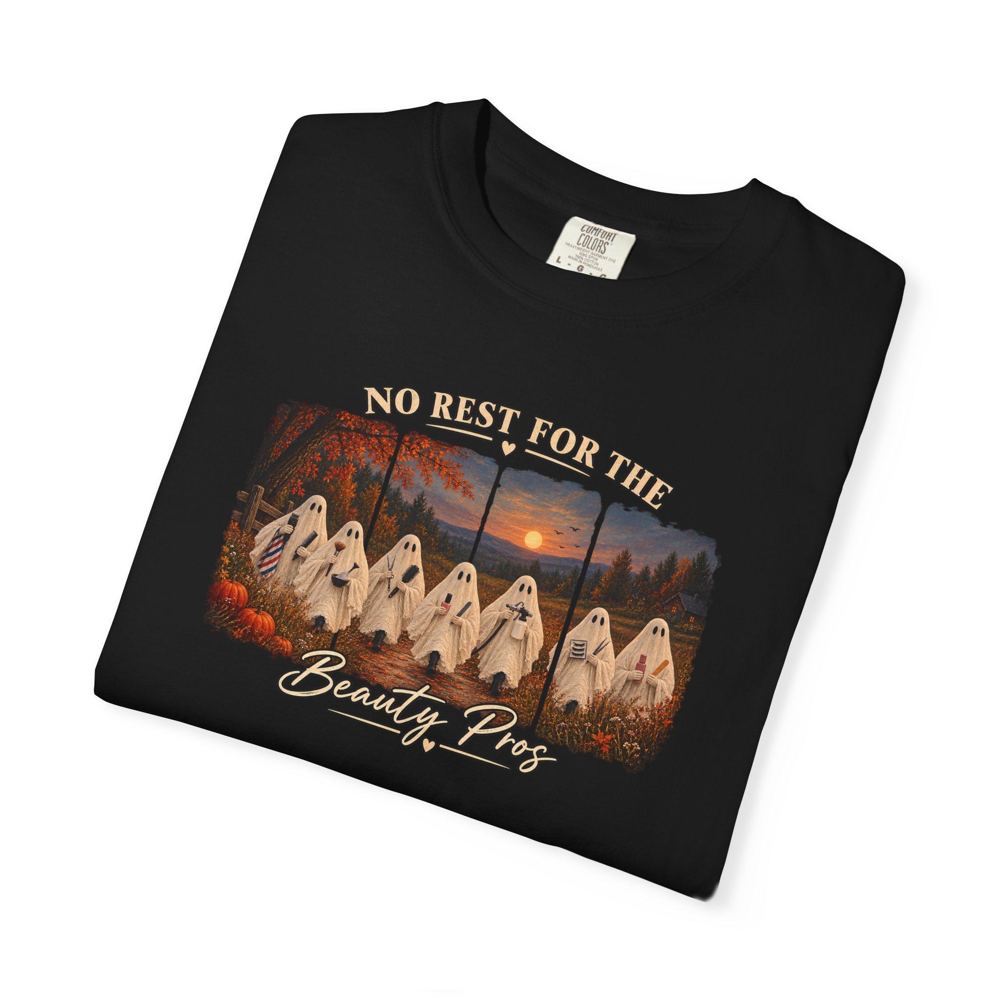 Spooky Ghost Beauty Professionals Tee, Fall Salon Group Shirt, Halloween Crew Gift 3 Spooky Ghost Beauty Professionals Tee, Fall Salon Group Shirt, Halloween Crew Gift - Image 3