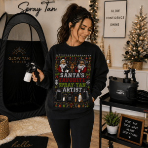 Santas Favorite Spray Tan Artist Sweatshirt, Spray Tan Tech Christmas Gift, Sunless Artist Ugly Christmas Sweater, Tanning Tech Gift