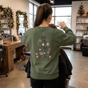 Beauty Pros Christmas Sweatshirt | Hair Stylist, Nail Tech, Esthetician & Lash Artist Holiday Crewneck | Salon Christmas Gift