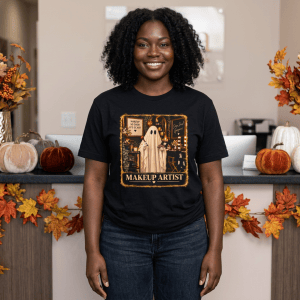 Spooky Ghost Makeup Artist Tee, Halloween Beauty Pro Shirt, Cosmetologist Gift