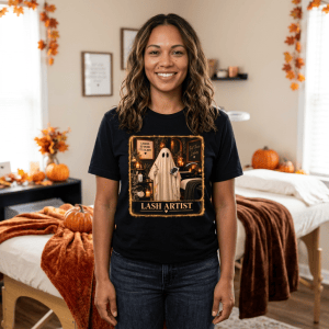 Spooky Ghost Lash Artist Halloween Tee, Beauty Pro Shirt, Esthetician Gift, Salon Workwear