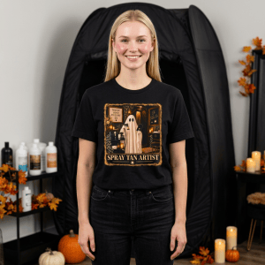Spooky Ghost Spray Tan Artist Tee, Halloween Beauty Pro Shirt, Salon Workwear