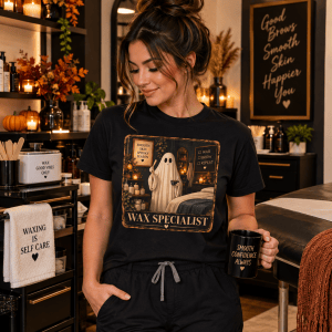 Spooky Ghost Wax Specialist Tee, Fall Esthetician Shirt, Halloween Beauty Professional Gift