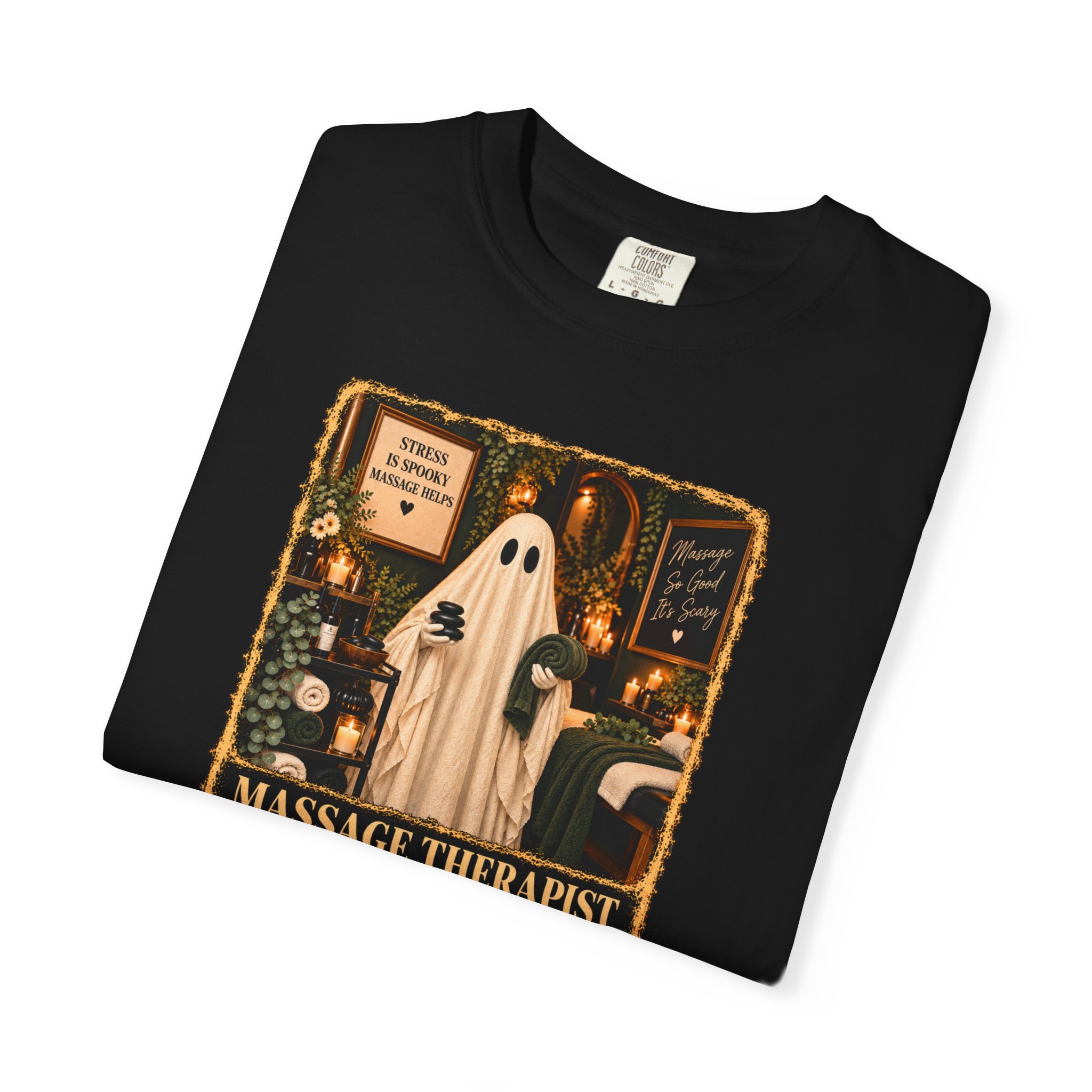 Spooky Ghost Massage Therapist Tee, Halloween Uniform, Wellness Professional Gift 3 Spooky Ghost Massage Therapist Tee, Halloween Uniform, Wellness Professional Gift - Image 3