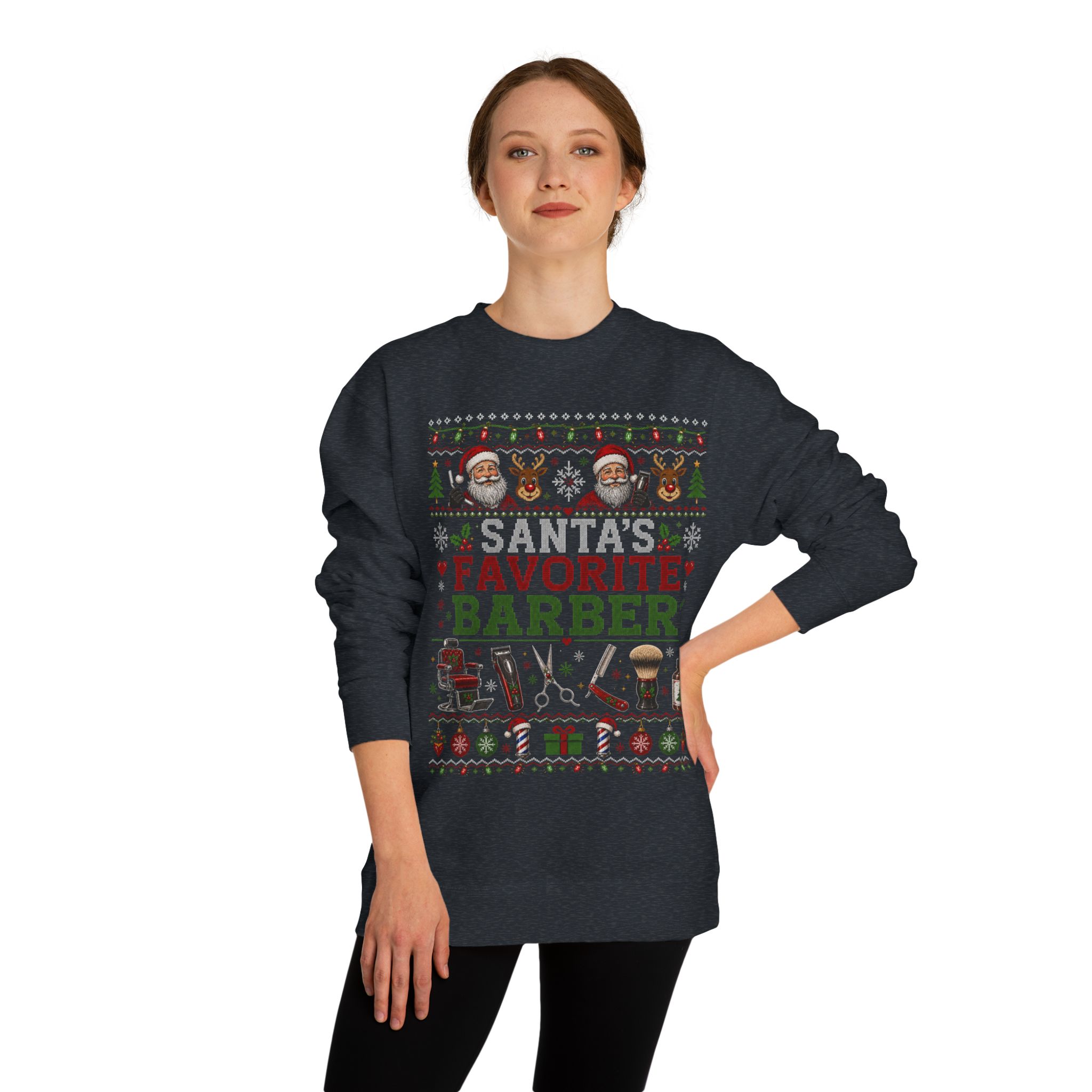Santas Favorite Barber Sweatshirt, Barber Christmas Gift, Ugly Christmas Sweater, Barber Shop Holiday Crewneck, Barber Gift for Men 5 Santas Favorite Barber Sweatshirt, Barber Christmas Gift, Ugly Christmas Sweater, Barber Shop Holiday Crewneck, Barber Gift for Men - Image 5
