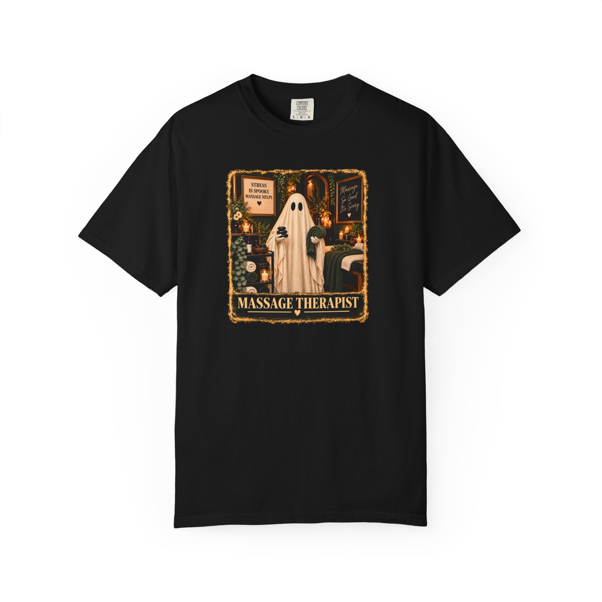 Spooky Ghost Massage Therapist Tee, Halloween Uniform, Wellness Professional Gift 2 Spooky Ghost Massage Therapist Tee, Halloween Uniform, Wellness Professional Gift - Image 2