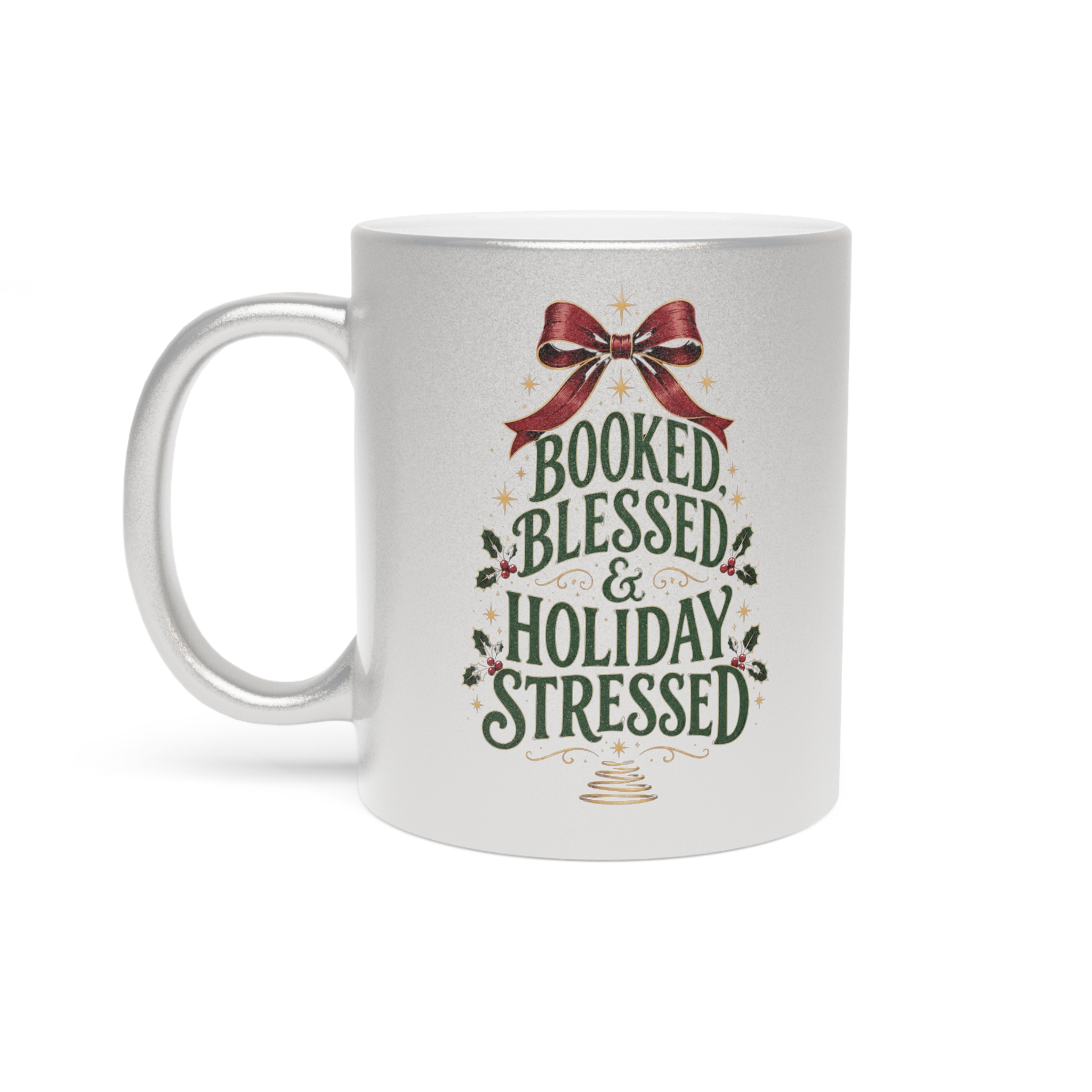 Booked Blessed Holiday Stressed Mug, Gold or Silver, Beauty Professional Christmas Gift 3 Booked Blessed Holiday Stressed Mug, Gold or Silver, Beauty Professional Christmas Gift - Image 3