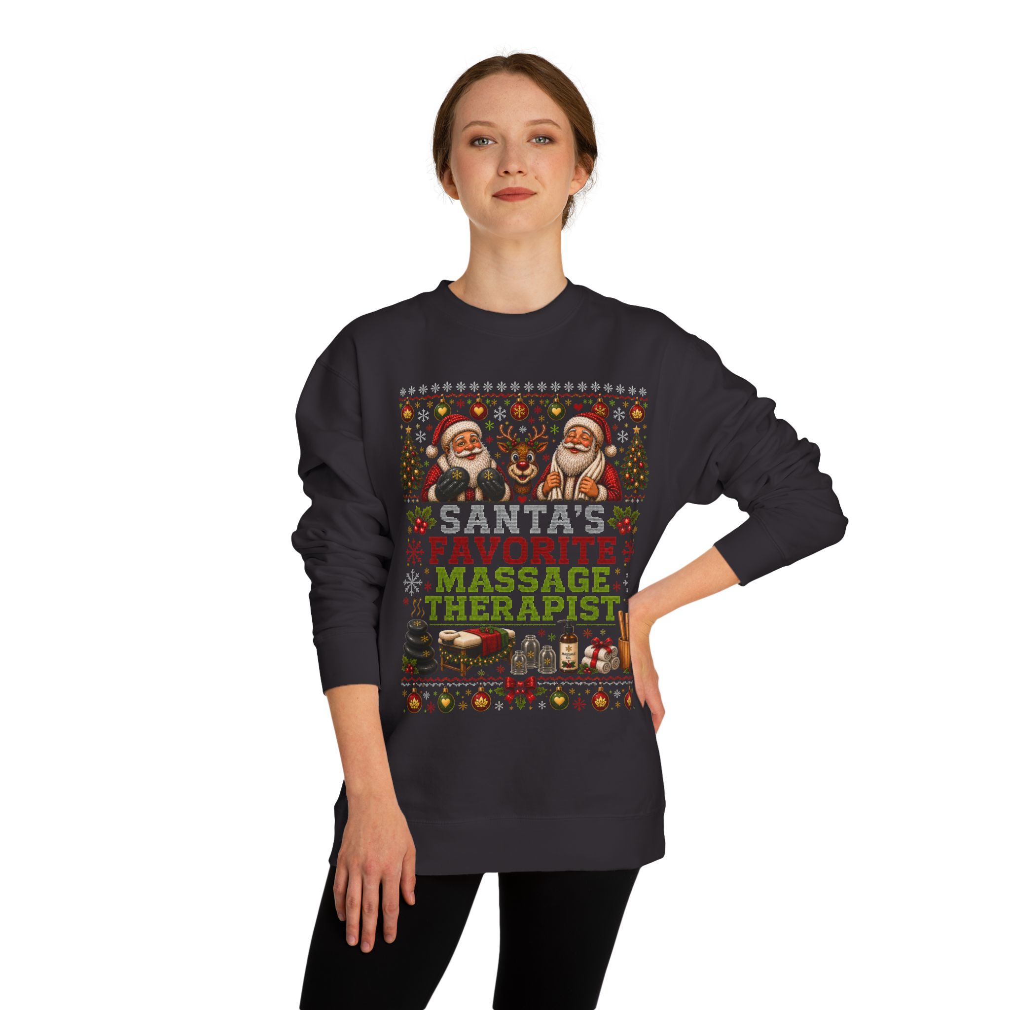 Santas Favorite Massage Therapist Sweatshirt, Massage Therapist Christmas Gift, Ugly Christmas Sweater, Massage Therapy Holiday Crewneck 8 Santas Favorite Massage Therapist Sweatshirt, Massage Therapist Christmas Gift, Ugly Christmas Sweater, Massage Therapy Holiday Crewneck - Image 8
