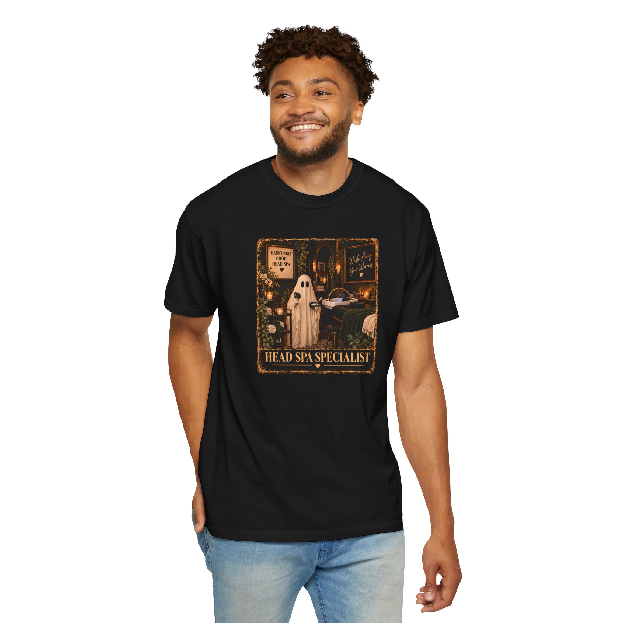 Ghost 'Head Spa Specialist' T-shirt | Halloween paranormal vintage design 2 Ghost 'Head Spa Specialist' T-shirt | Halloween paranormal vintage design - Image 2